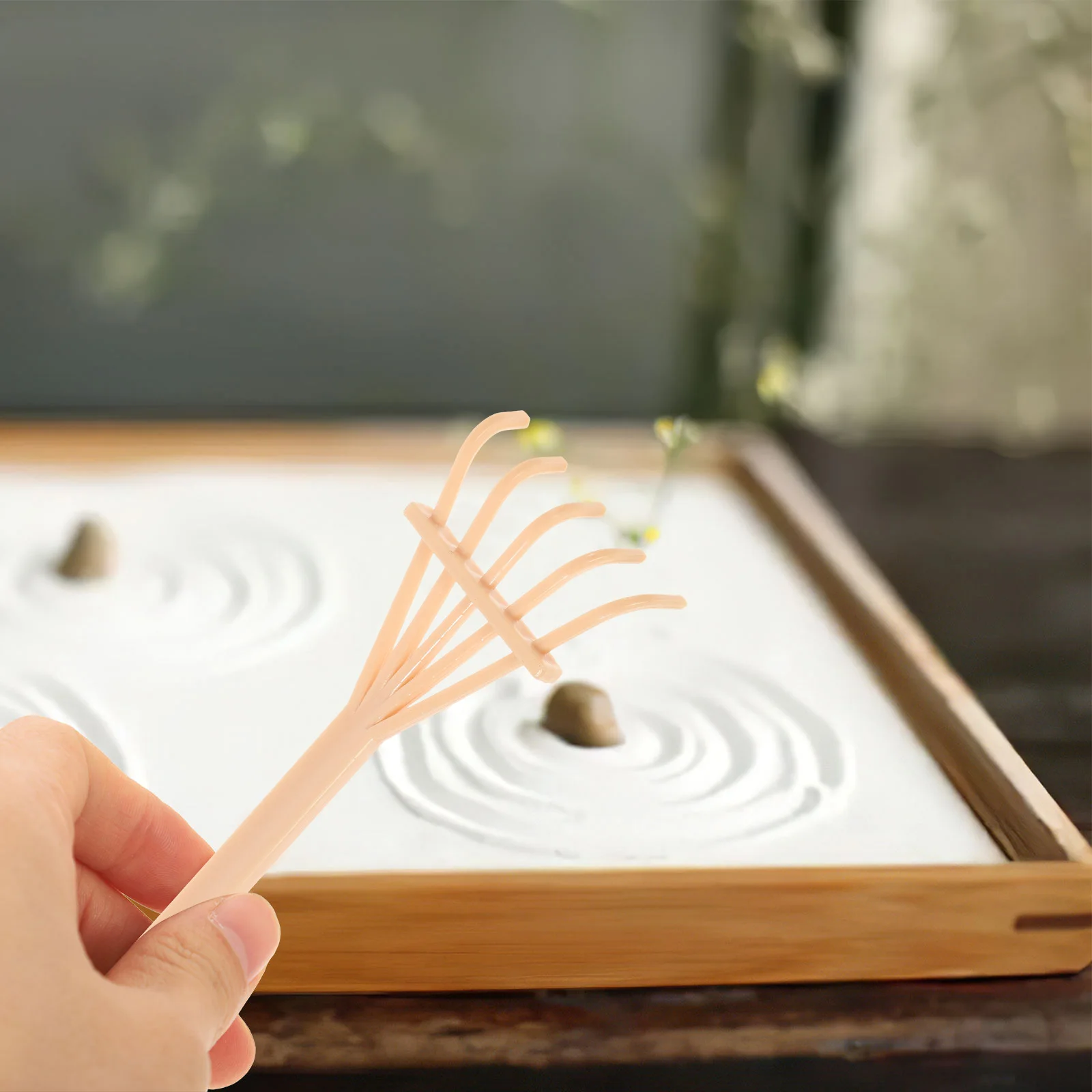 

Mini Zen Garden Rakes Tool Set Plastic Sandbox Rake Supplies Decoration Tea House Room Bookshelf Meditation Accessories Child