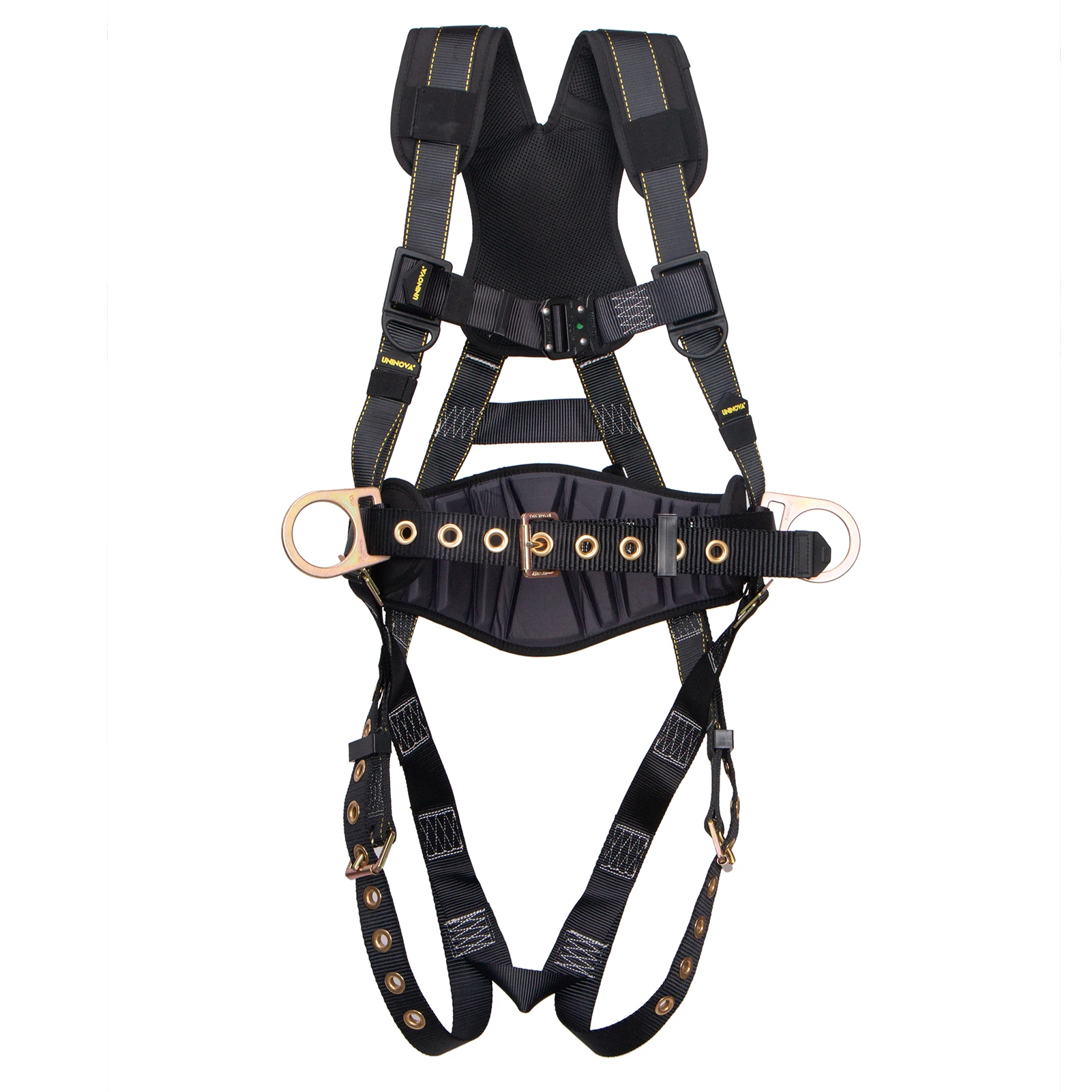 AFP Fall Protection Full-Body Premium Safety Harness, Vented & Padded Shoulder, Legs & Back, 8” Thick Back Support Belt, Aluminu