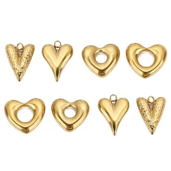 5pcs Stainless Steel Big Hole Love Heart Charms Pendants for Women Earrings Necklace Bracelets Jewelry Making Supplies Findings