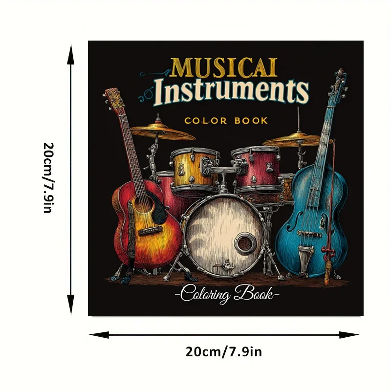 大人のための楽器テーマ塗り絵 |   28ページの塗り絵、クリスマスや感謝祭のための画材