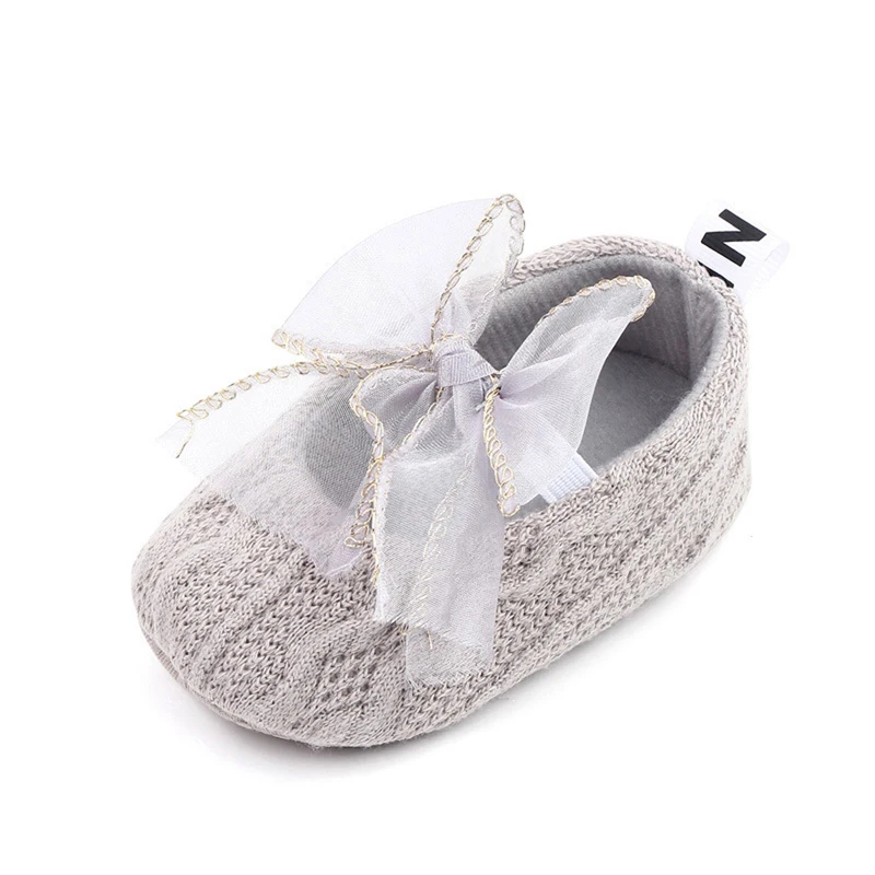 

Infant Baby Girls Princess Flats with Bowknot Soft Sole Non-Slip Knit Sweet Crib Shoes Girls Mary Jane Flats Shoes