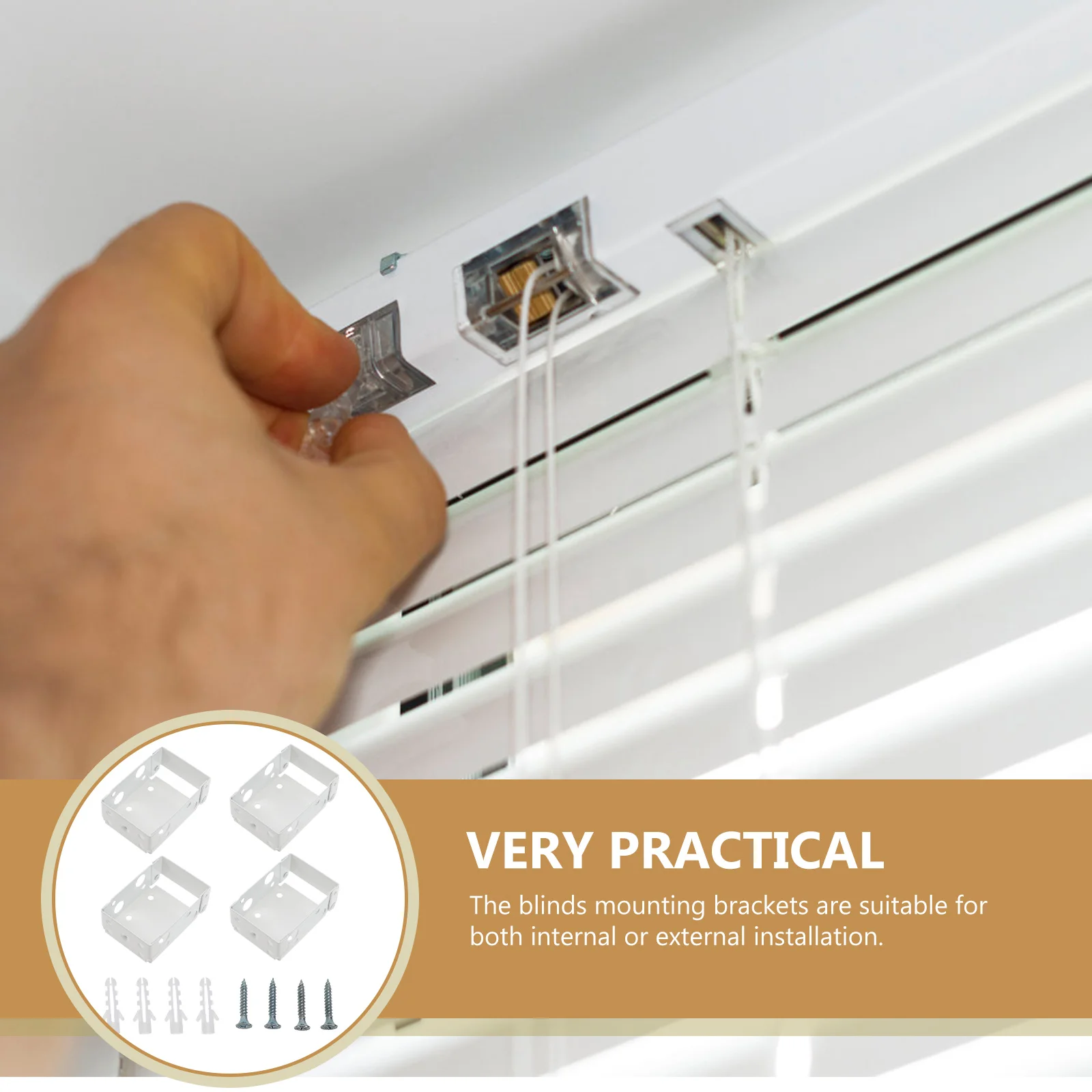 

4pcs Metal Roller Blind Mount Brackets White Corrosion Resistant Easy Install Home Use Blinds Mounting Holder Blind
