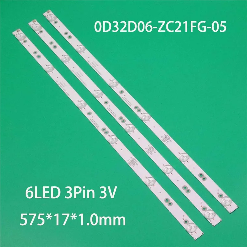 Barres d'éclairage TV LED, 3 pièces, 0D32D06-ZC21FG-05 6S1P PN:303TT320038 Bande de rétroéclairage OD32D06-ZC21FG-05 TT320M09 TT320M10 Bande