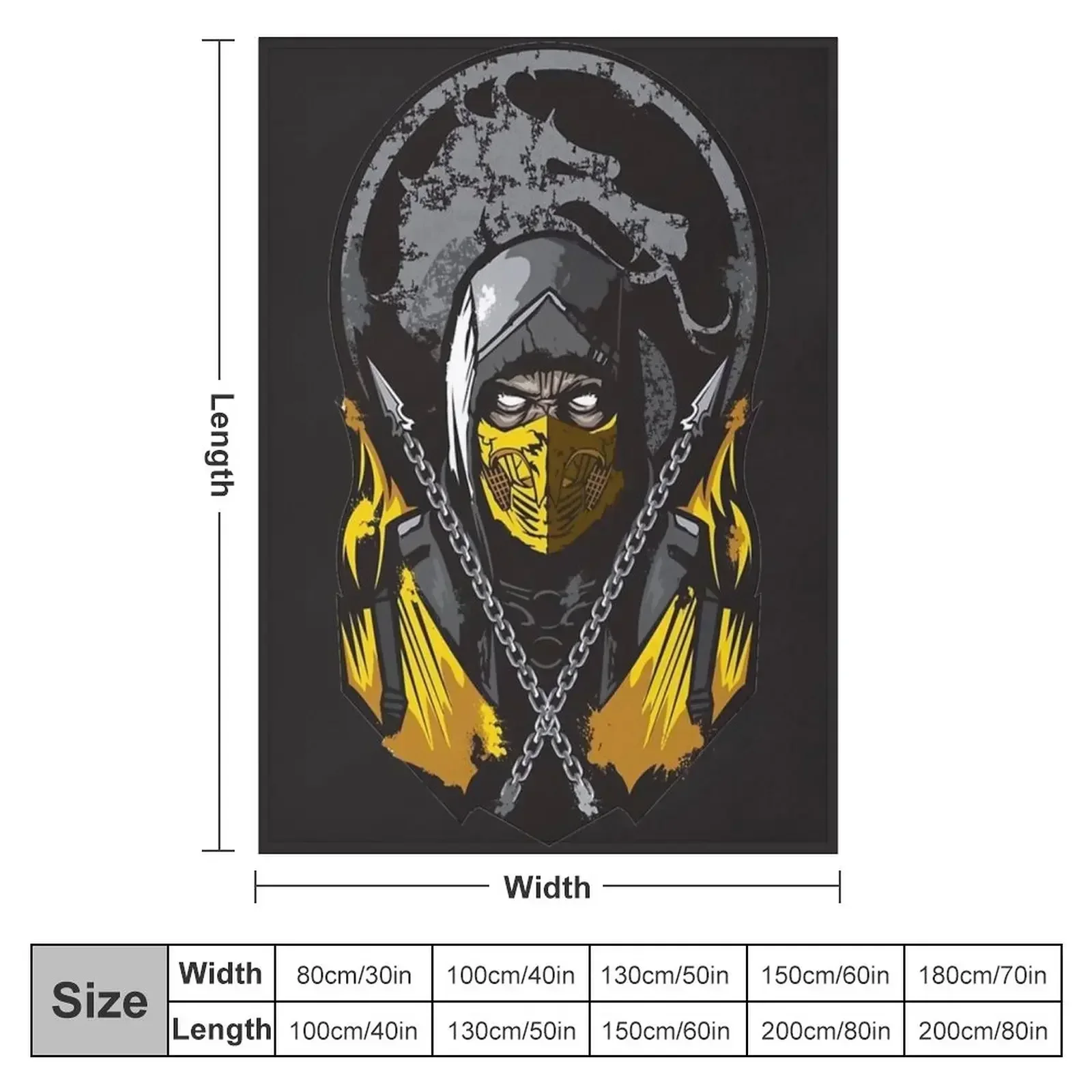 Mortal Kombat Scorpion White Eyes Throw Blanket cosplay anime Cute for babies Baby Blankets