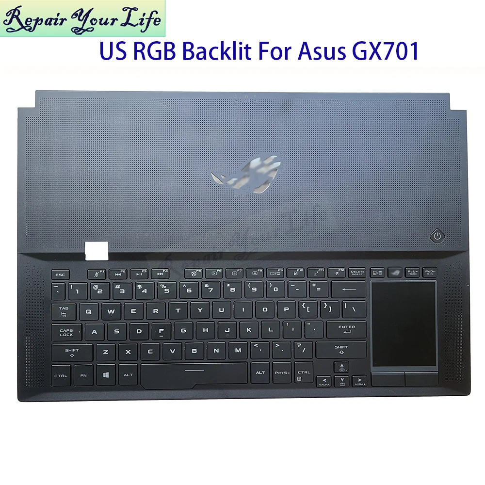 US English RGB/Colorful Backlit Keyboard For ASUS ROG Zephyrus S GX701 GX701GW GX701GX Touchpad Palmrest Cover 13NR00X0AM0461