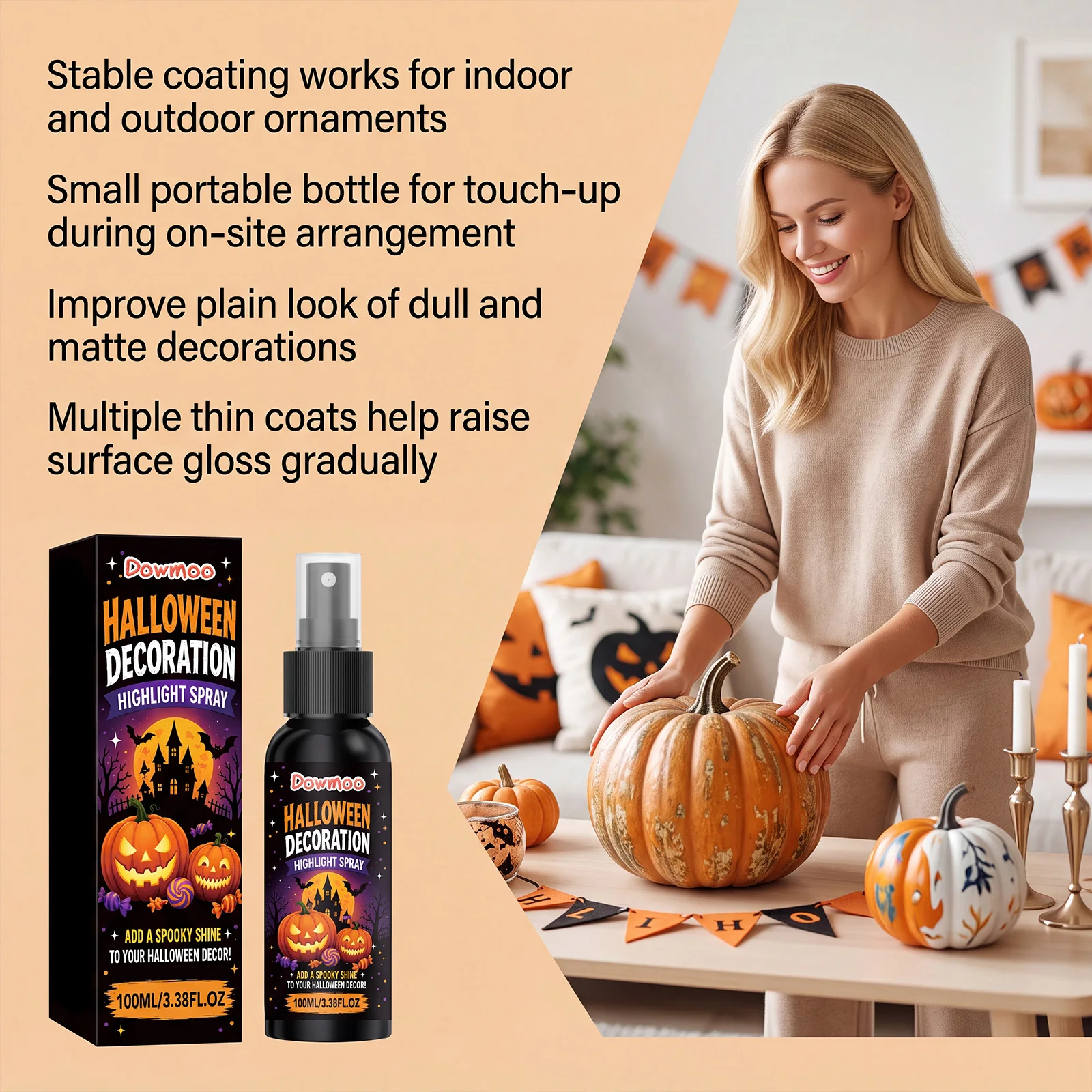 Halloween Decoration Highlight Shimmer Spray For Pumpkin Balloon Indoor Outdoor Party Decor Gloss Surface Brighten Refresh Spray