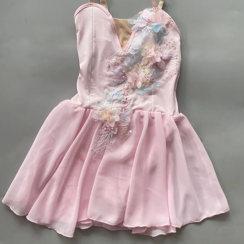 Professional Cupid Ballet Dress Kids Girls Pink Chiffon Performance Leotard Dance Ballet Skirts Contemporary Dance Costumes