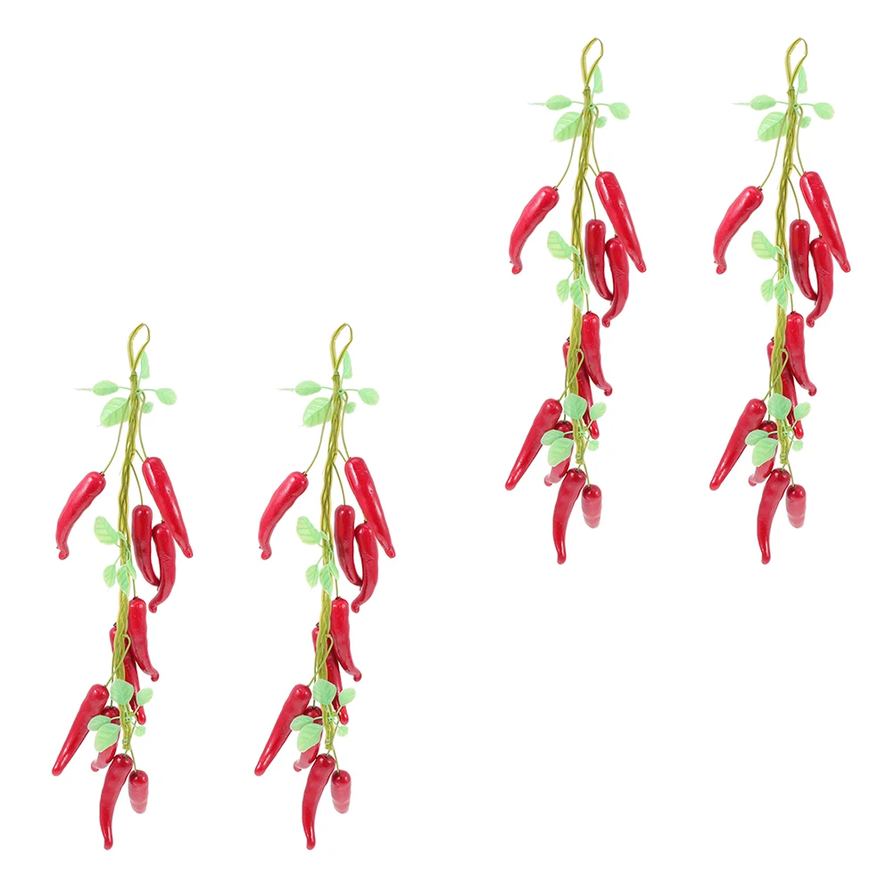 

4 Pcs Artificial Chili Pepper Decor Realistic Simulation Mini Ornament Home Kitchen Farmhouse Restaurant DecorFood Vegetables
