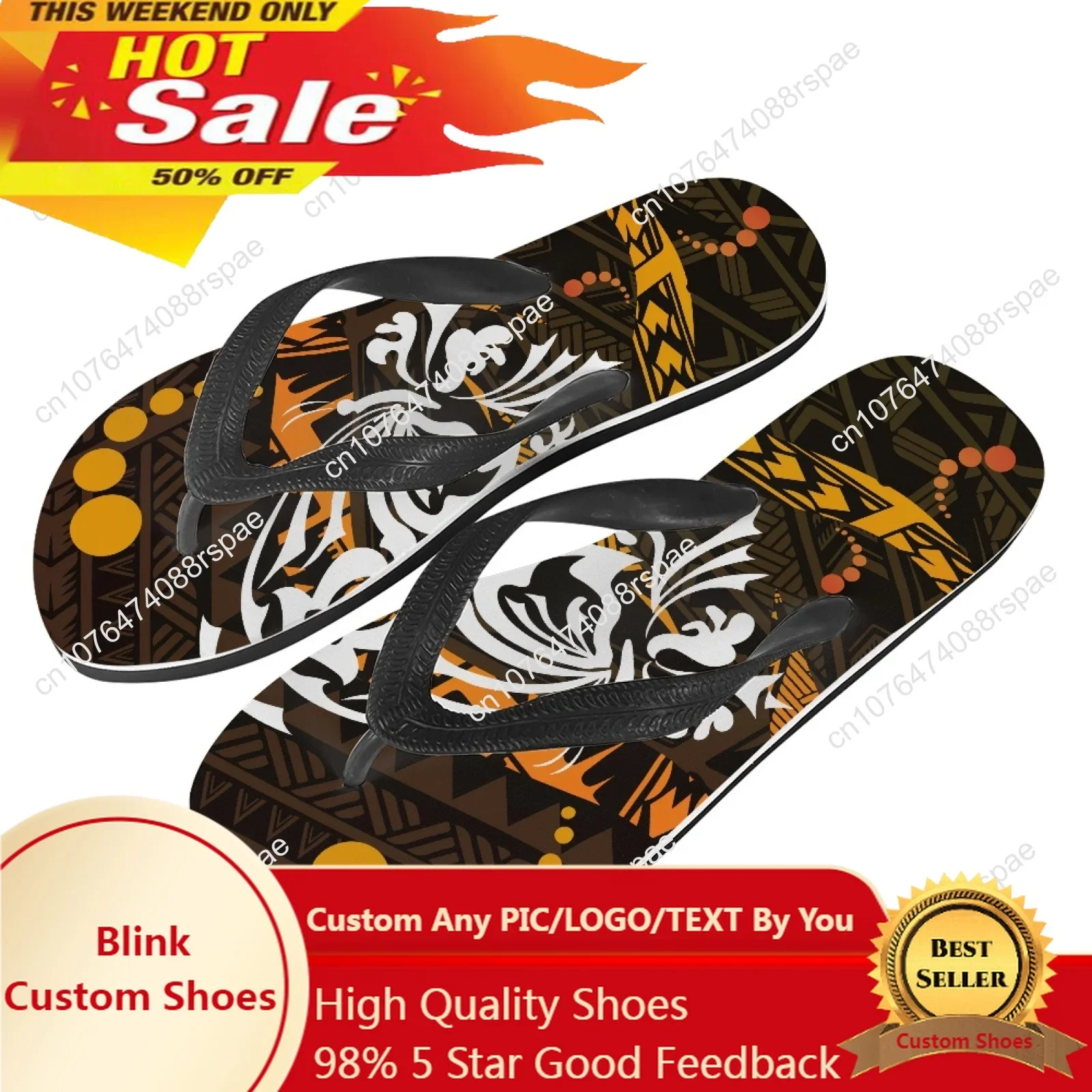 Polynesian Tribal Hawaiian Totem Tattoo Hawaii Prints Men Flip Flops Summer Slippers Beach Sandals Non-slip Casual Flat Shoes