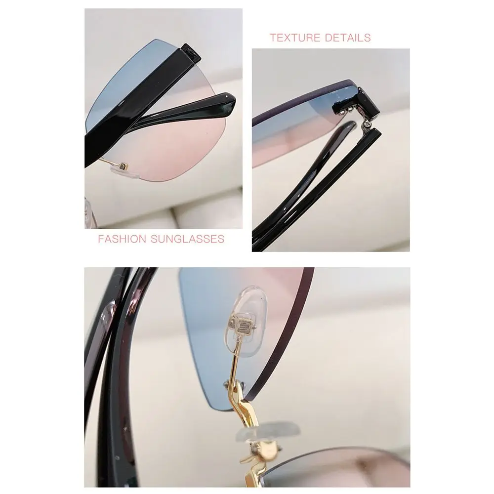 Vintage Rimless Sunglasses 2024 Women Gradient Sunglasses Summer Shades Fashion UV400 Frameless Sun Glasses Ladies Eyeglasses