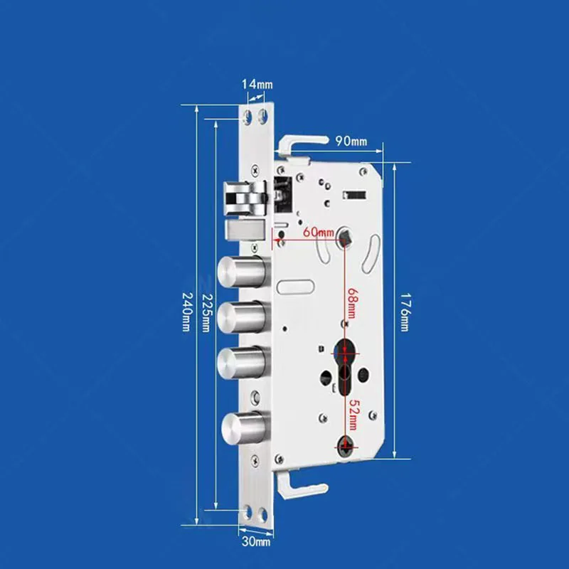 Stainless Steel Mortise Lock Body 30mm Size For Fingerprint Smart Lock 6068