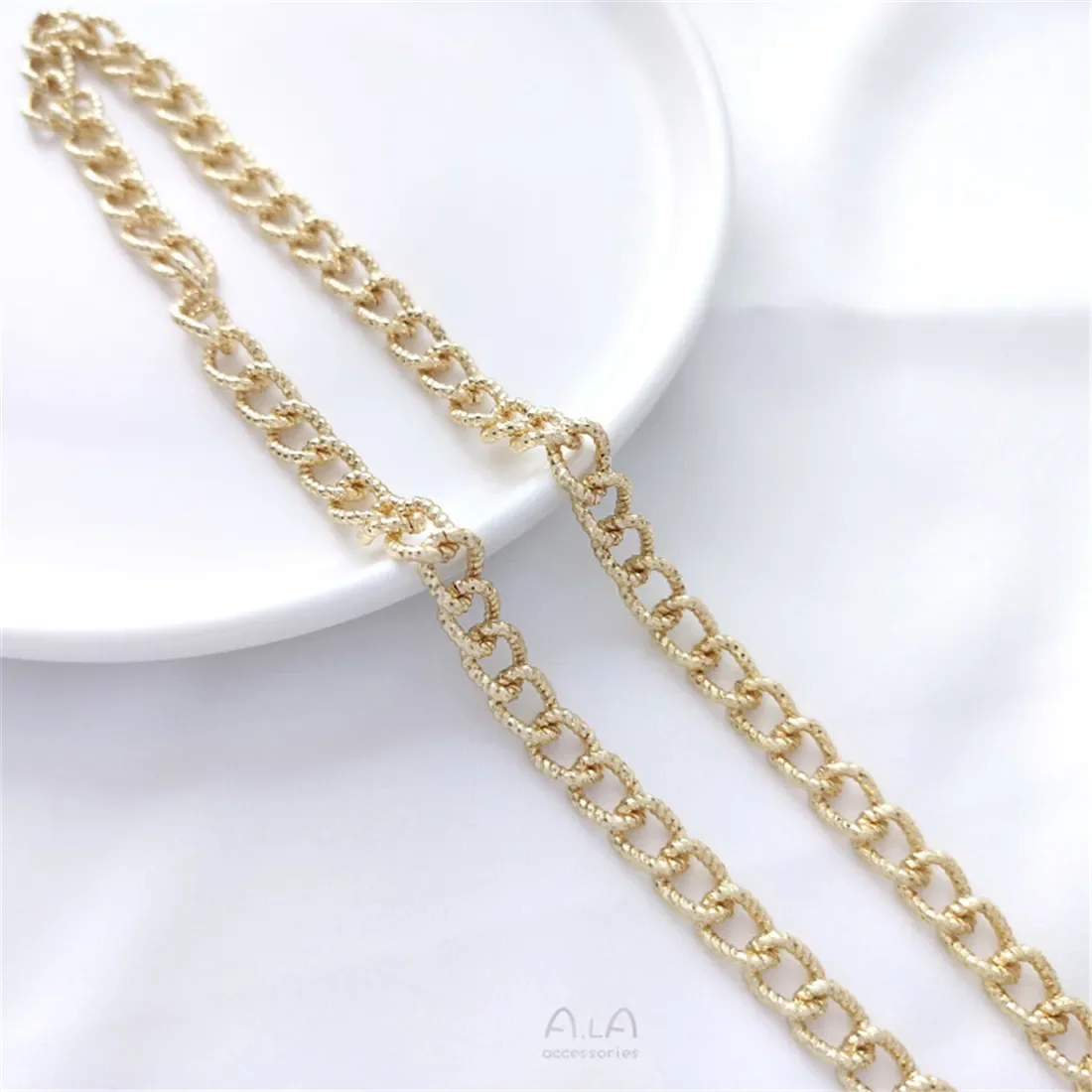 14K Gold 8mm Batch Flower Circle O-chain Thick and Wide Circular Chain Handcrafted DIY Bracelet Necklace Jewelry Loose Chain