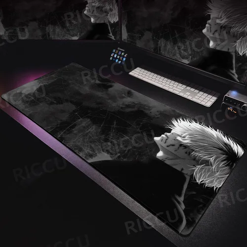 Imagen 1 del producto Anime grande Tokyo Ghoul, teclado de ordenador para el hogar y la Oficina, alfombrilla de escritorio con borde de bloqueo fresco, cómic blanco y negro, alfombrillas para juegos de Pc XXL