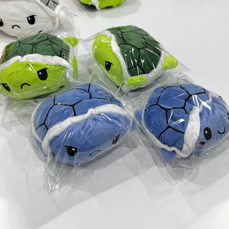 15cm Creative Turtle Plush Toys Reversible Double Sided Plushie Dolls Return Different Funny Expression Reversible Gifts for Kid