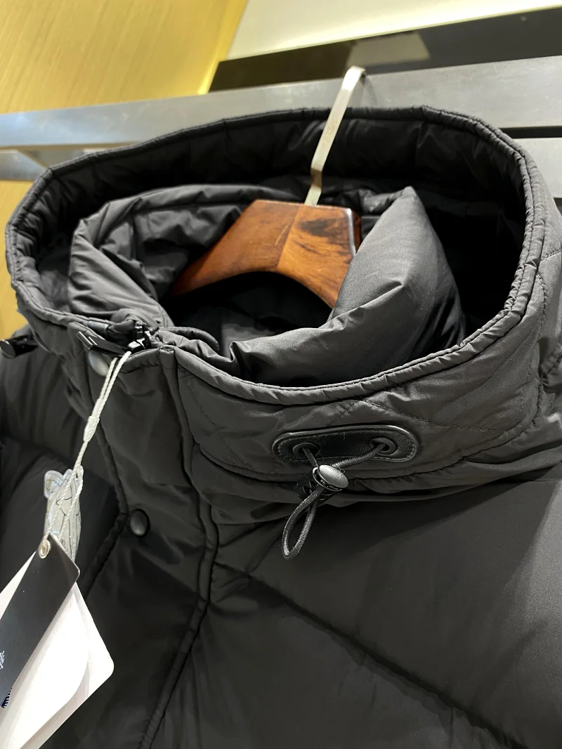 高断熱ホワイトデュダウンパファージャケットメンズ暖かいミッドレングスのフード付きアウターウェアファイオンアーバンカジュアルスレ