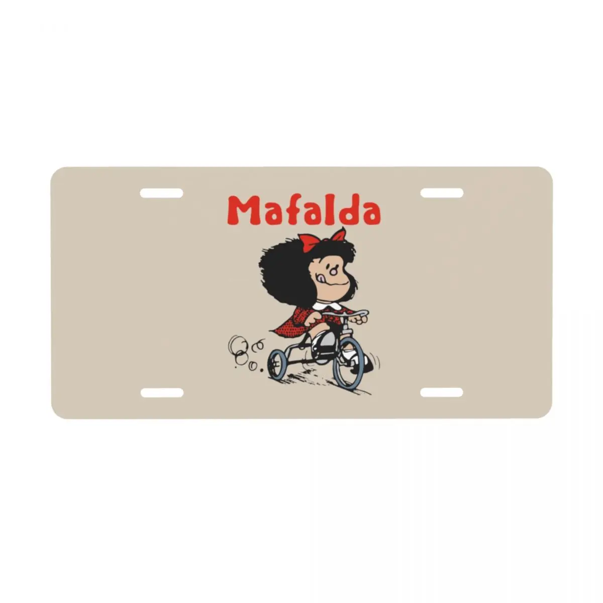 Mafalda Bicycle License Plate Cover Personalized Manga Cartoon Decoration Vanity Tag Aluminum Metal License Plate Sign 6x12 Inch