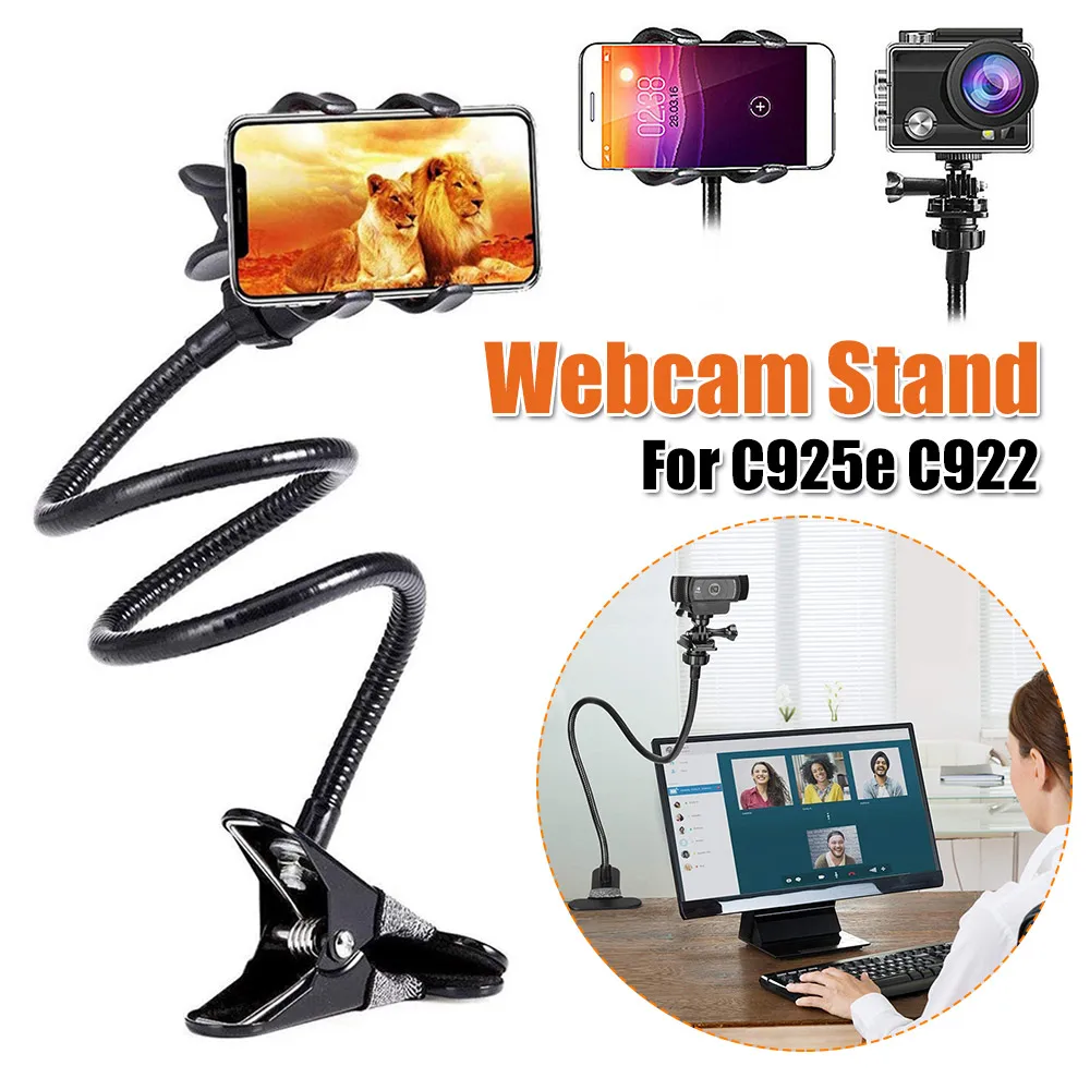 

Flexible Gooseneck Clamp Clip Webcam Stand Phone Holder for Logitech C925e C922x Brio 4K Gopro Camera Phone Rack Bracket