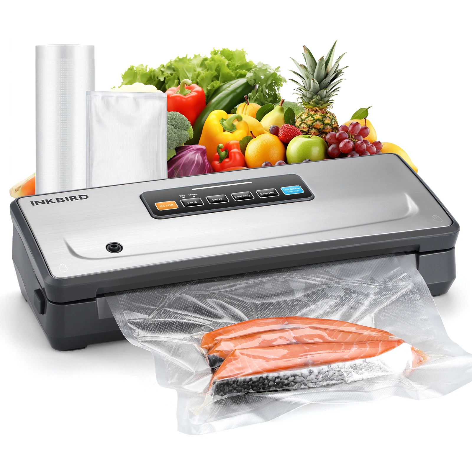 INKBIRD INK-VS06 Wireless Vacuum Sealer Machine 2000mAh Large Capacity Battery -80KPa Food Vacuum Sealer with Starter Kit