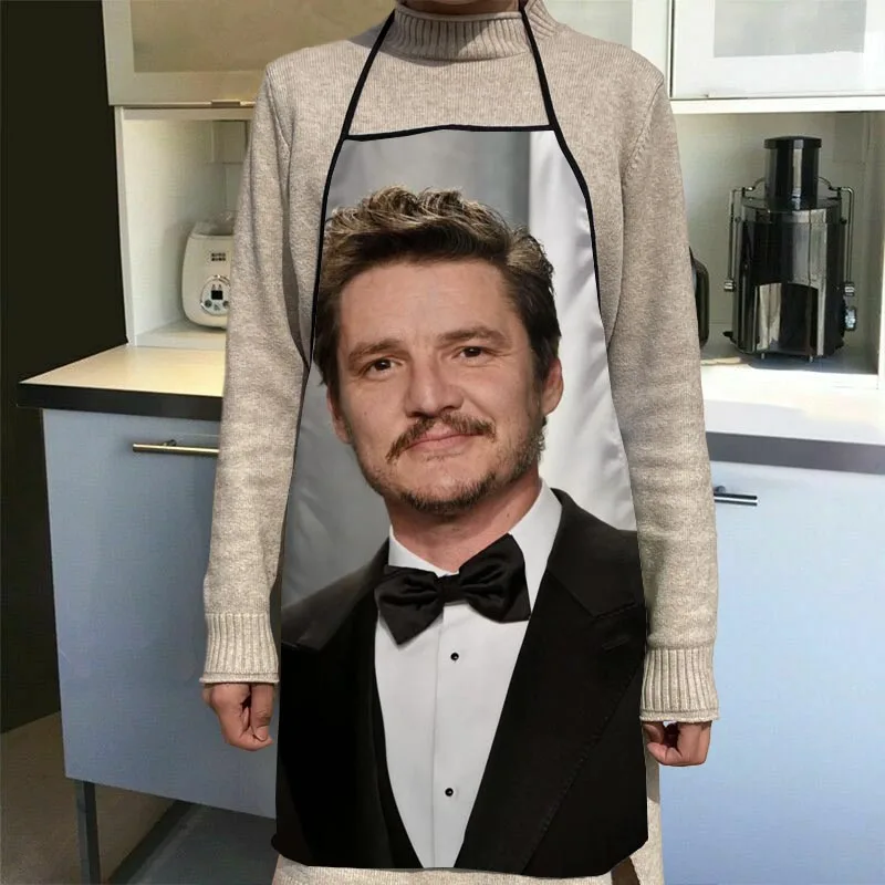 1Pcs Custom Pedro Pascal Kitchen Apron Dinner Party Cooking Apron Baking Accessories For Men Women Waterproof Oil-Proof Fabric