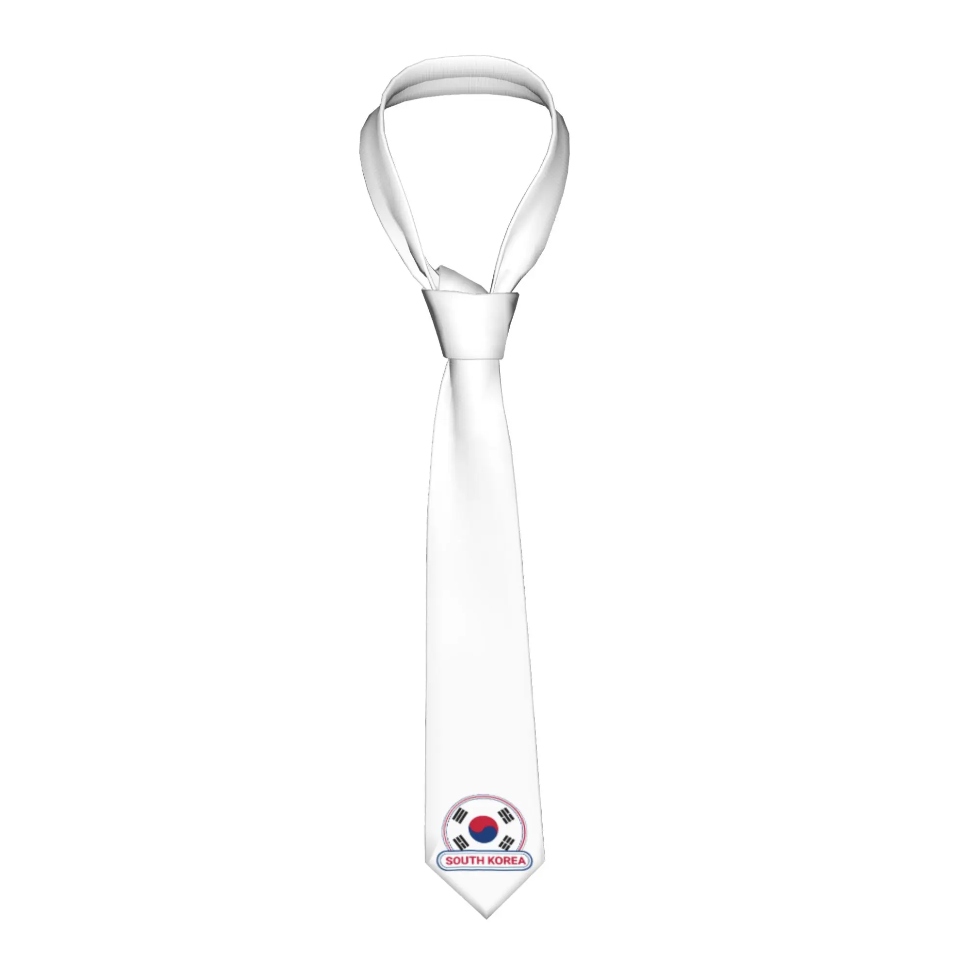 South Korea Country Badge Flag  Ties Men Formal Patriotic Person Silk Business Necktie