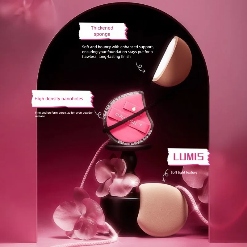 Orange Apple Powder Puff Set, Soft Focus Matte Foundation Snap-on Setting Powder Puff Special Product, Dry And Wet Dual-purpose