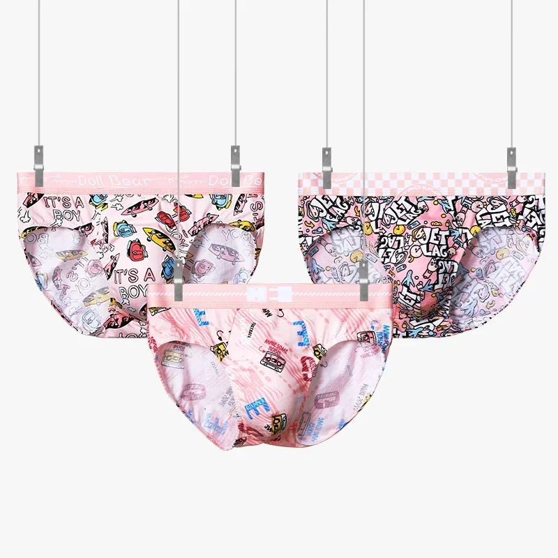 

2PCS Men's cotton briefs, men's antibacterial briefs, personality, comfortable, breathable, printed