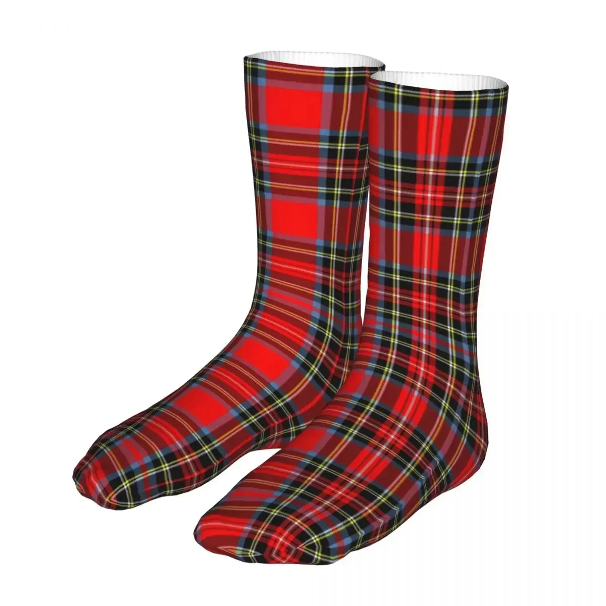 Men Cycling Stewart Royal Modern Tartan Checkered Socks Cotton Funny  Woman