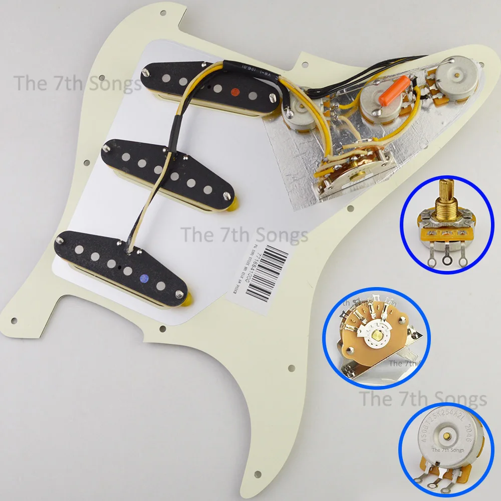S.R.V City Limit 11 Holes ST Loaded Pickguard Pre-Wired Guitar Pickup Set Bridge Alnico 2 / Alnico 5 Combo SSS St SRV Style