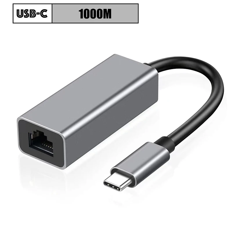 USB C Adaptador Ethernet Externo, Placa de rede, Tipo C para RJ45, Cabo de Internet com fio LAN para MacBook, PC, Windows 7, 8, 10, 100 Mbps,