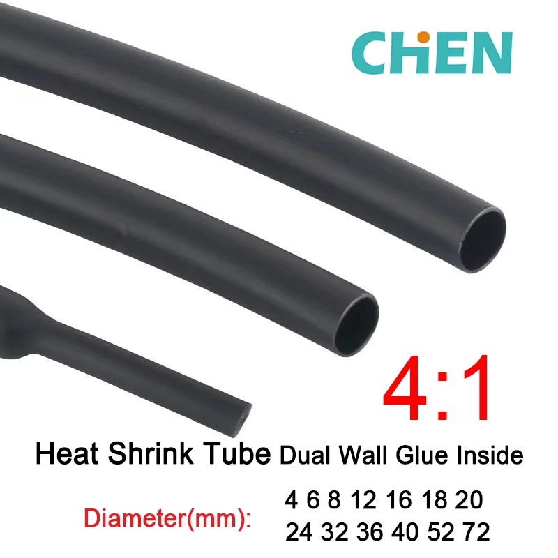 6 8 12 16 24 40 52 72 Good Price EVA Dual Wall Thermoretractile Waterproof 4:1 Heat Shrink Wrapping Sheath Tube With Glue