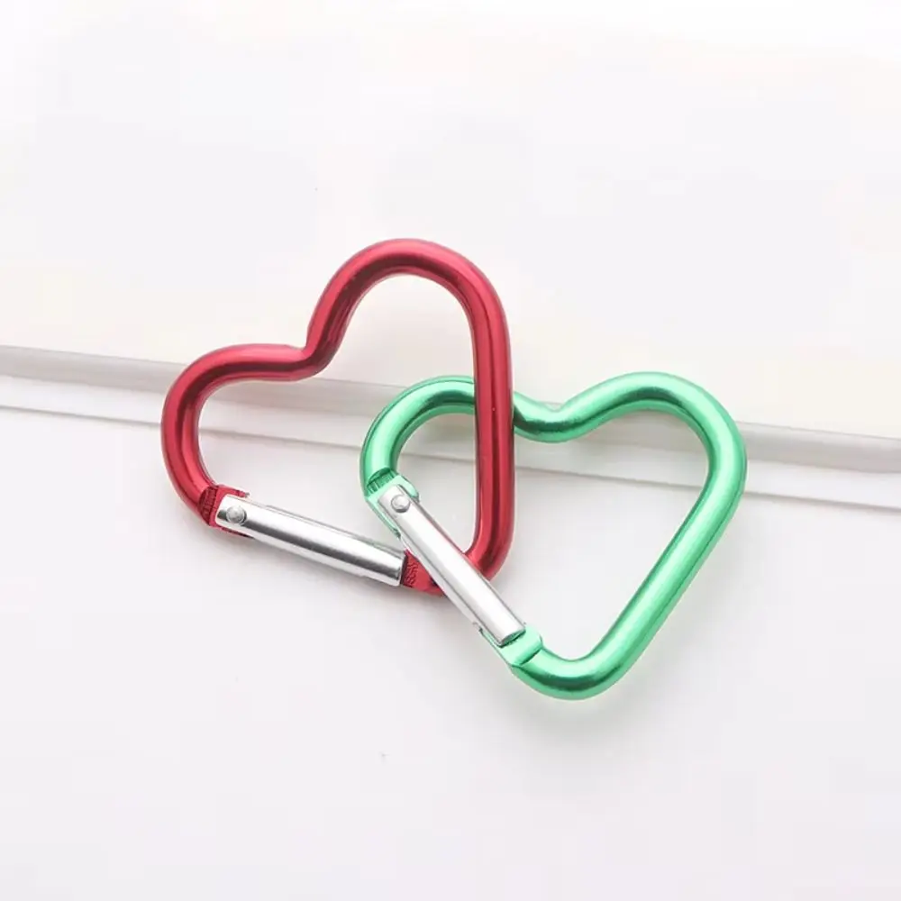 15pcs Heart-shaped Quick Release Carabiner Electrophoresis Safe Outdoor Sports Buckle Protect Aluminum Alloy Backpack