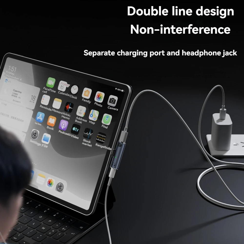 USB C إلى 3.5 ملم سماعة رأس وشاحن 2 في 1 محول Type-C إلى Aux Audio Jack مع 100W PD شحن سريع دونجل لأجهزة الكمبيوتر المحمول المحمول