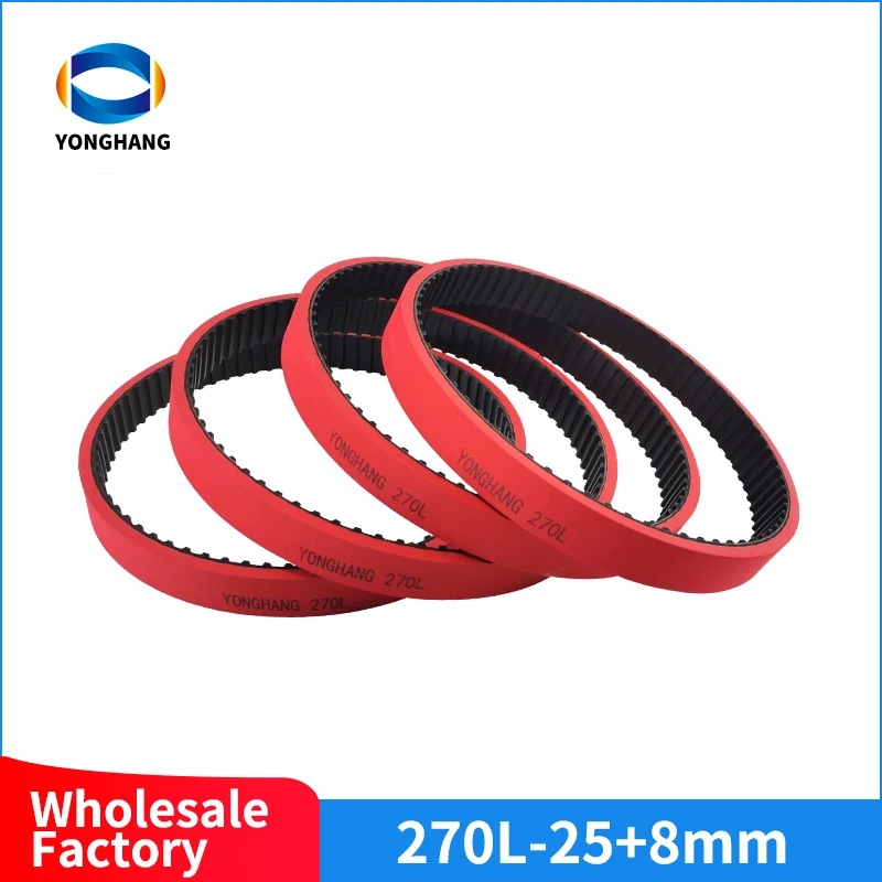 T10-480 T10-560 225L100 255L100 270L100 240L100 300L100 Seamless pull down timing Belt tooth belt with Red Coated