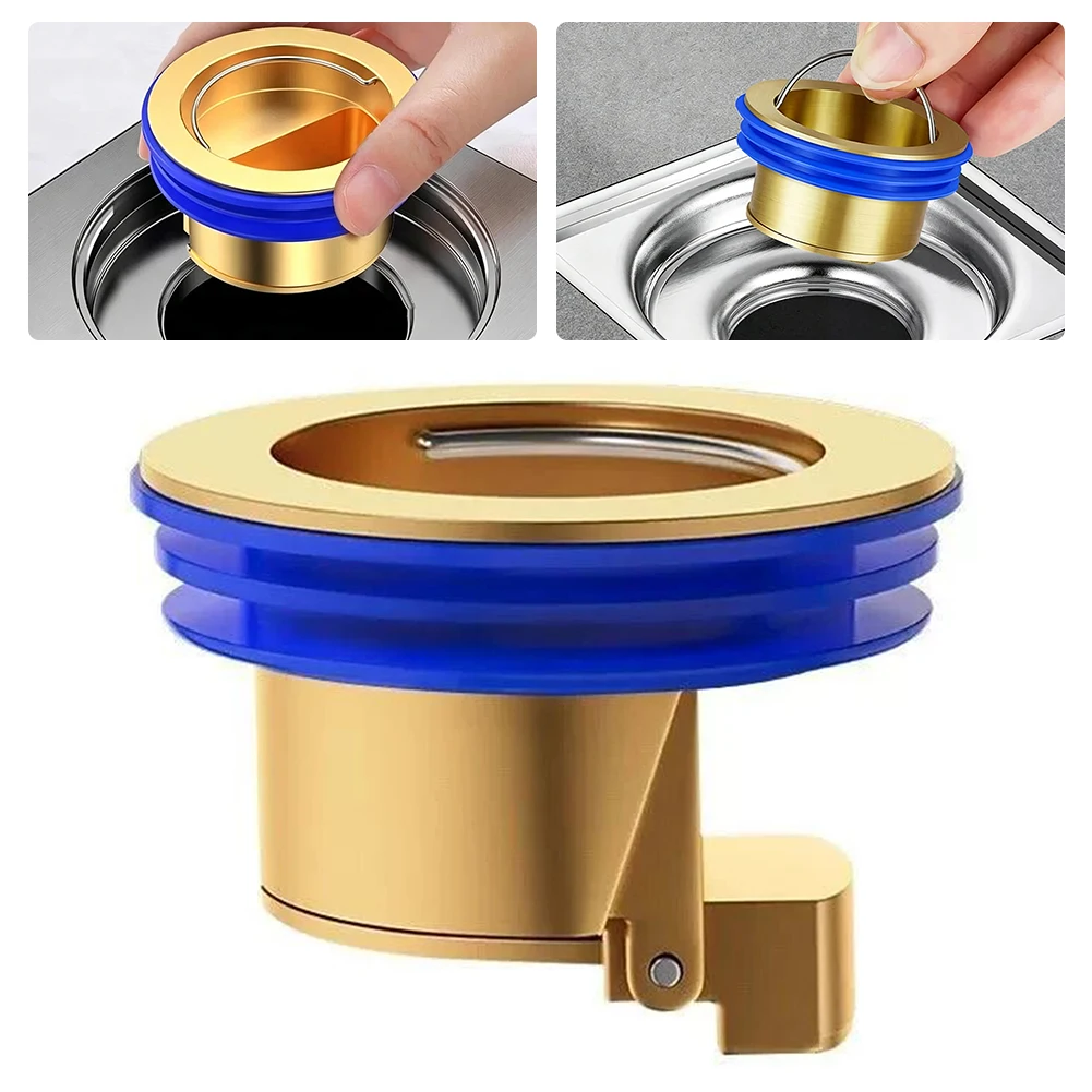 Floor Drain Core, All Copper, Odor Proof Core, Drain Guard Sewer Backflow Preventer, Deodorization Drain Plug Hair Stopper, Hair