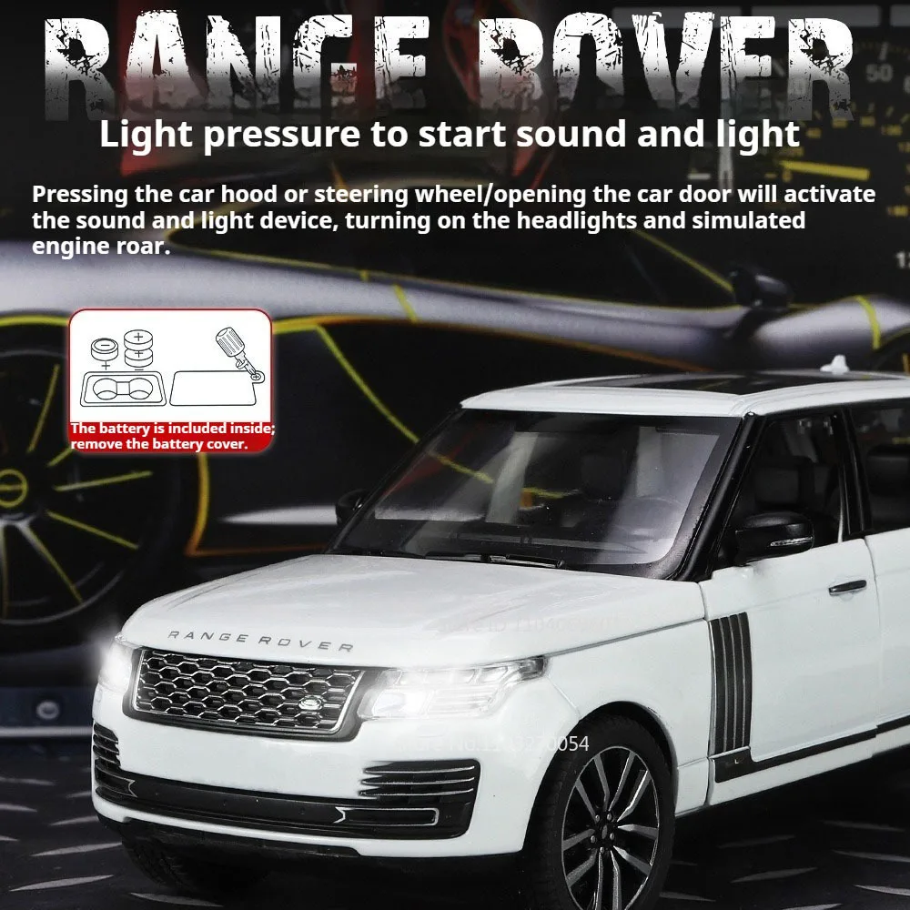 1:24 Range Rover LX600 Diecast Model Alloy Toys Car with Sound Light Pull Back Miniature Vehice Doors Opened Cars Exquisite Gift