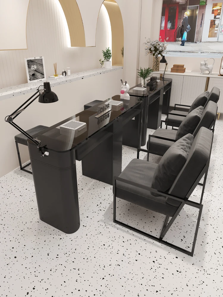 

Nordic Simplicity Vacuum Cleaner Nail Tables Galss Tabletop Mesa De Manicure Salon Furniture KMNT