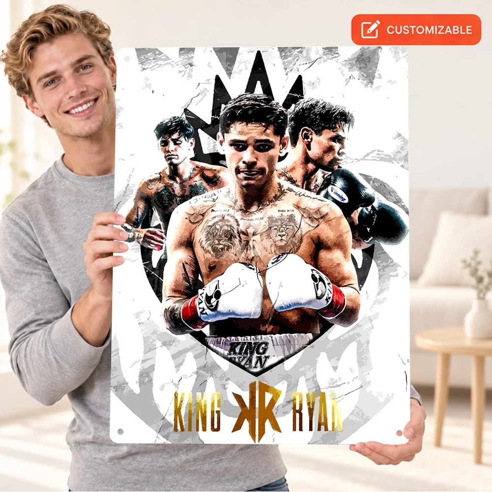 Ryan Garcia Boxing Textured Metal Poster Customized Aluminum Sign Sports Photo Collage Wall Art For Home Office Fight Fan Gift