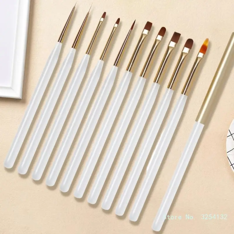 

10x/Set Acrylic Nails Art Liner Brushes Nails Art Brush Set Nail Dotting Drawing Tool Nail Brushes Nail Design Brush