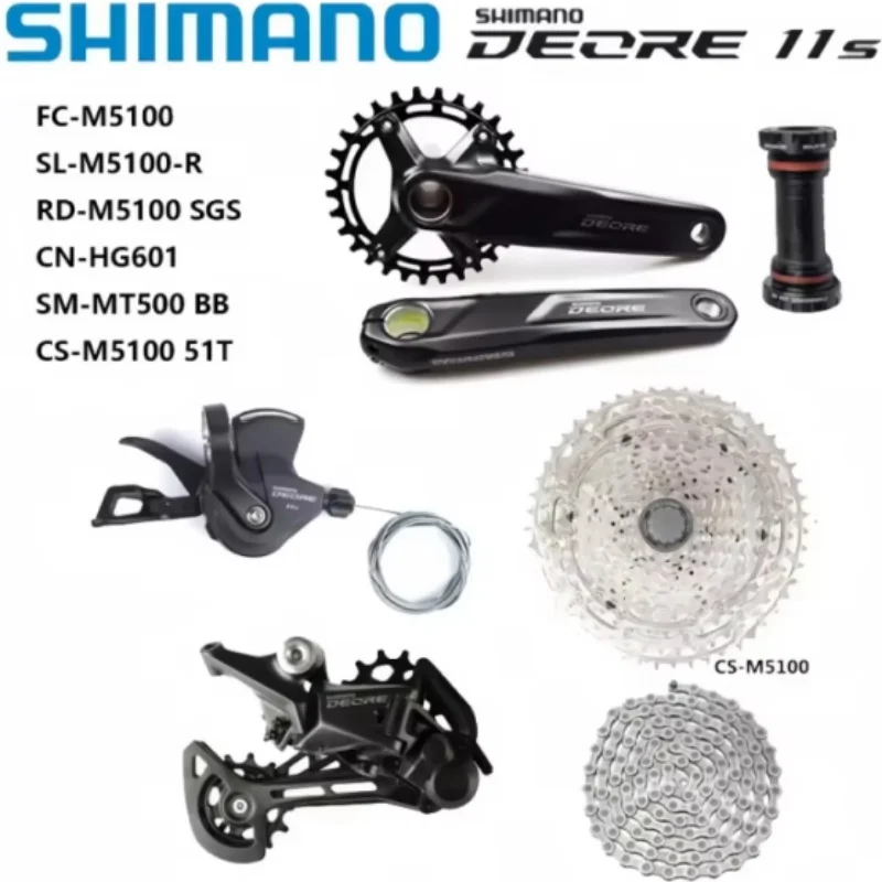 SHIMANO Deore M5100 Groupset 1x11S Speed Crankset Shifter Lever Crankset 42T 51T Cassette Rear Derailleur HG601 Original MTB Set
