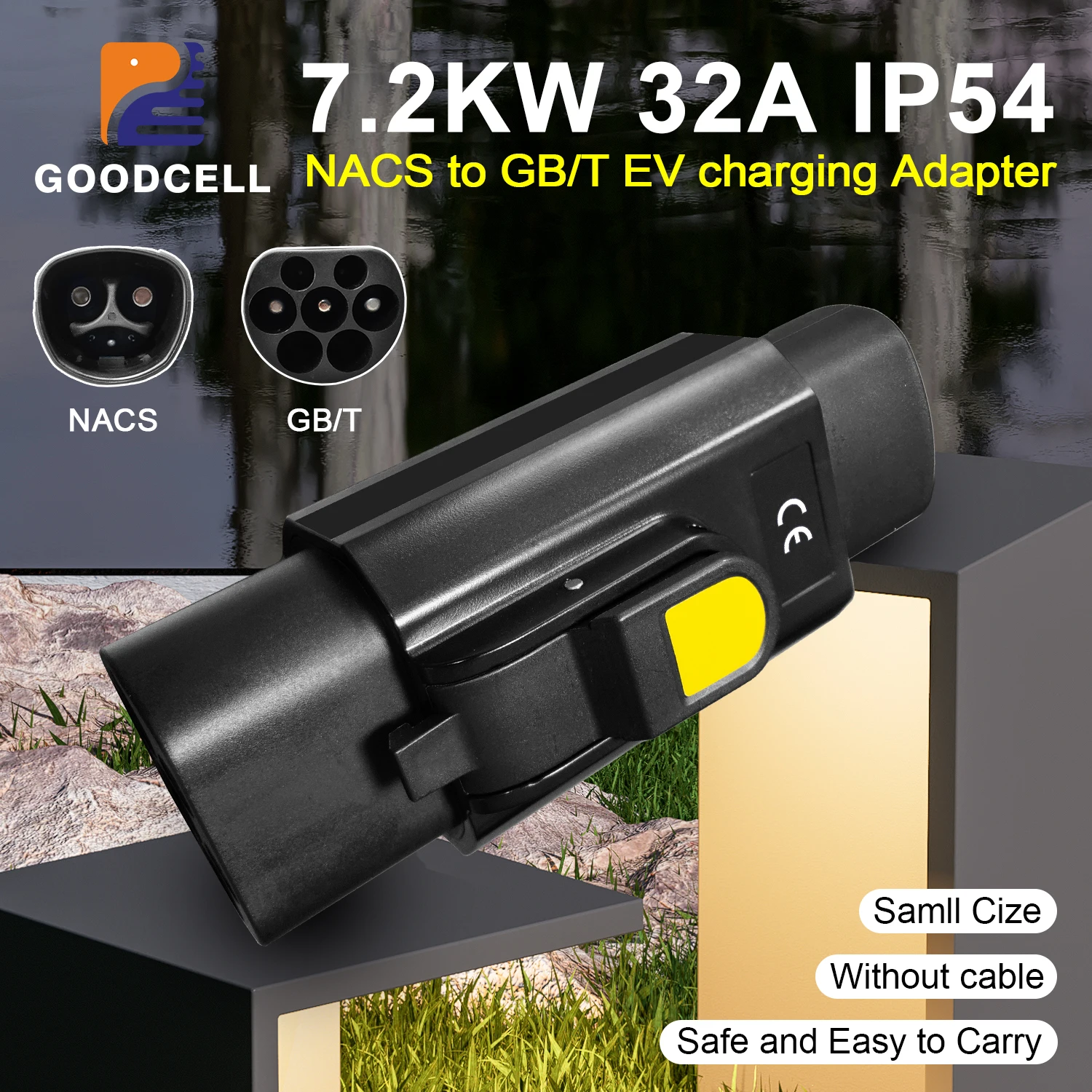 GOODCELL NACS to GBT Adapter 32A Tesla Charger to GB/T with Anti-Theft Compatible with Tesla NACS Charging Stations