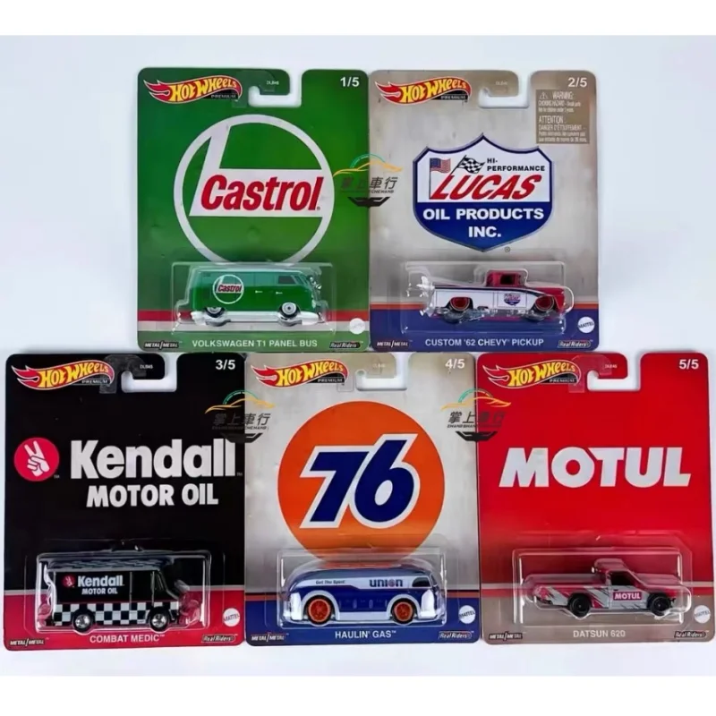 Hot Wheels-Juego de aceite de motor de cultura automotriz, cultura Popular, Castrol Volkswagen T1 Datsun, camioneta, modelo de coche de aleación, juguetes, regalos para niños