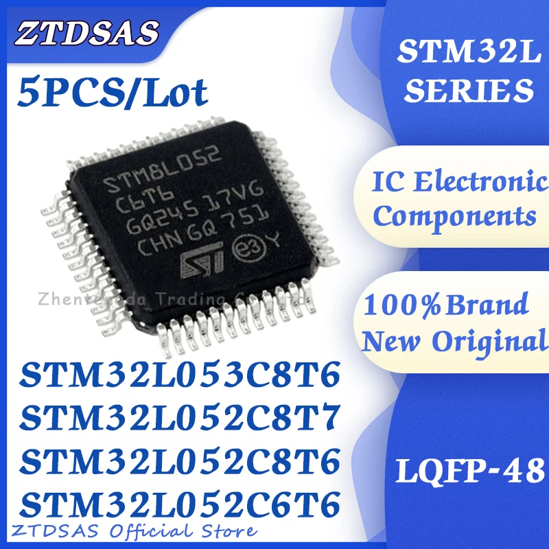 

5PCS/lot STM32L053C8T6 STM32L052C8T7 STM32L052C8T6 STM32L052C6T6 STM32L053 STM32L052 STM32L STM32 STM IC MCU Chip LQFP-48