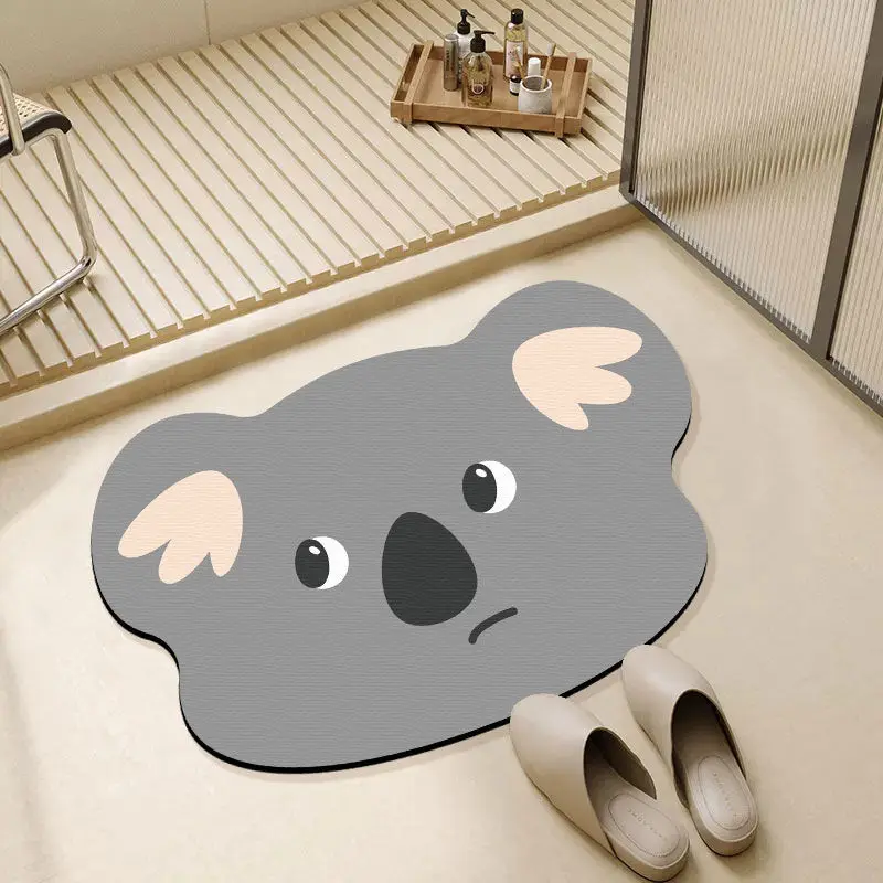 Animal Koala Bathroom Floor Mat, Bathroom Carpet, Entrance Door Mat, Toilet Door, Bathroom Absorbent Non-slip Foot Mat