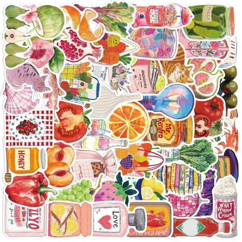 A2BA 50Pcs Removable Art Stickers PVC Material Creative Decorative for Laptops Luggage Guitar Accessories