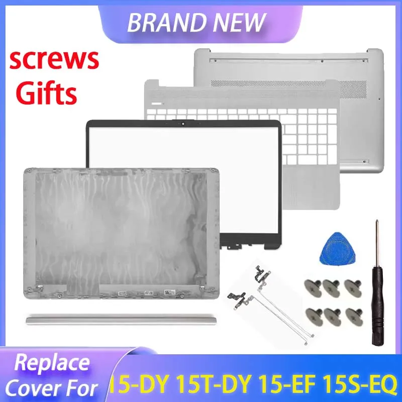 Substituir capa para hp 15-dy 15t-dy 15-ef 15s-eq 15s-fq TPN-Q222 lcd capa traseira moldura frontal dobradiças apoio para as mãos caso inferior prata