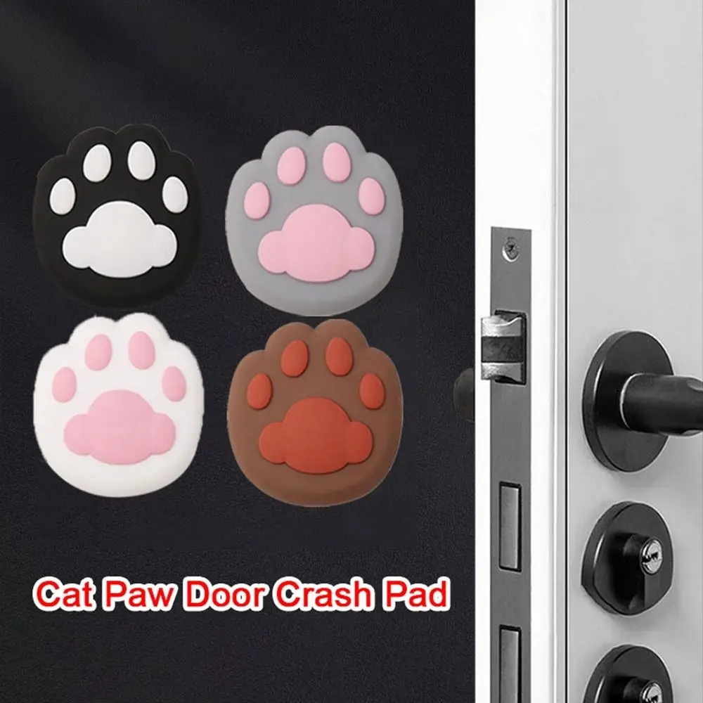 Wall Protector Door Handle Bumper Guard Stopper Anti-slip Sticker Self Adhesive Rubber Cute Cat Paw Door Crash Pad Stops