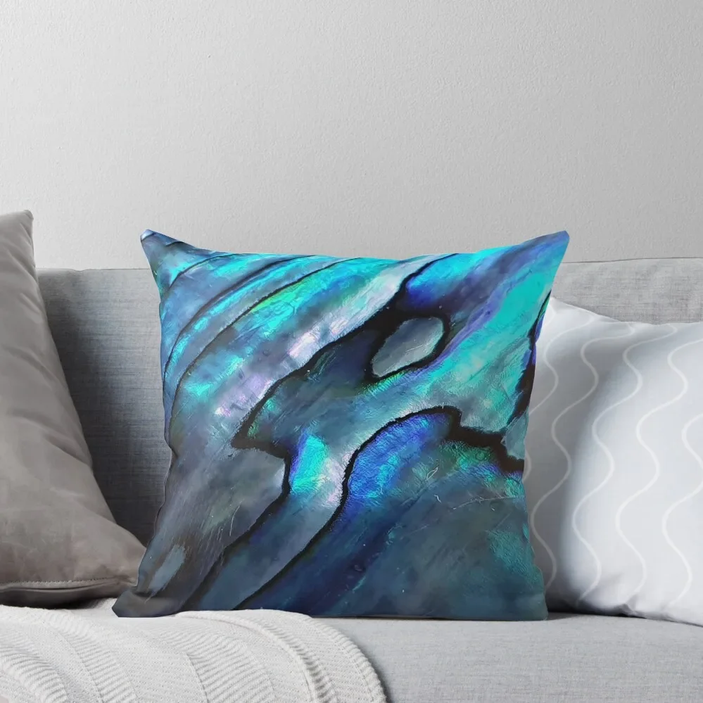 Iridescent Blue abalone shell. Flashy Blue close up photography Throw Pillow Pillowcases Sofa Pillow Cover pillow