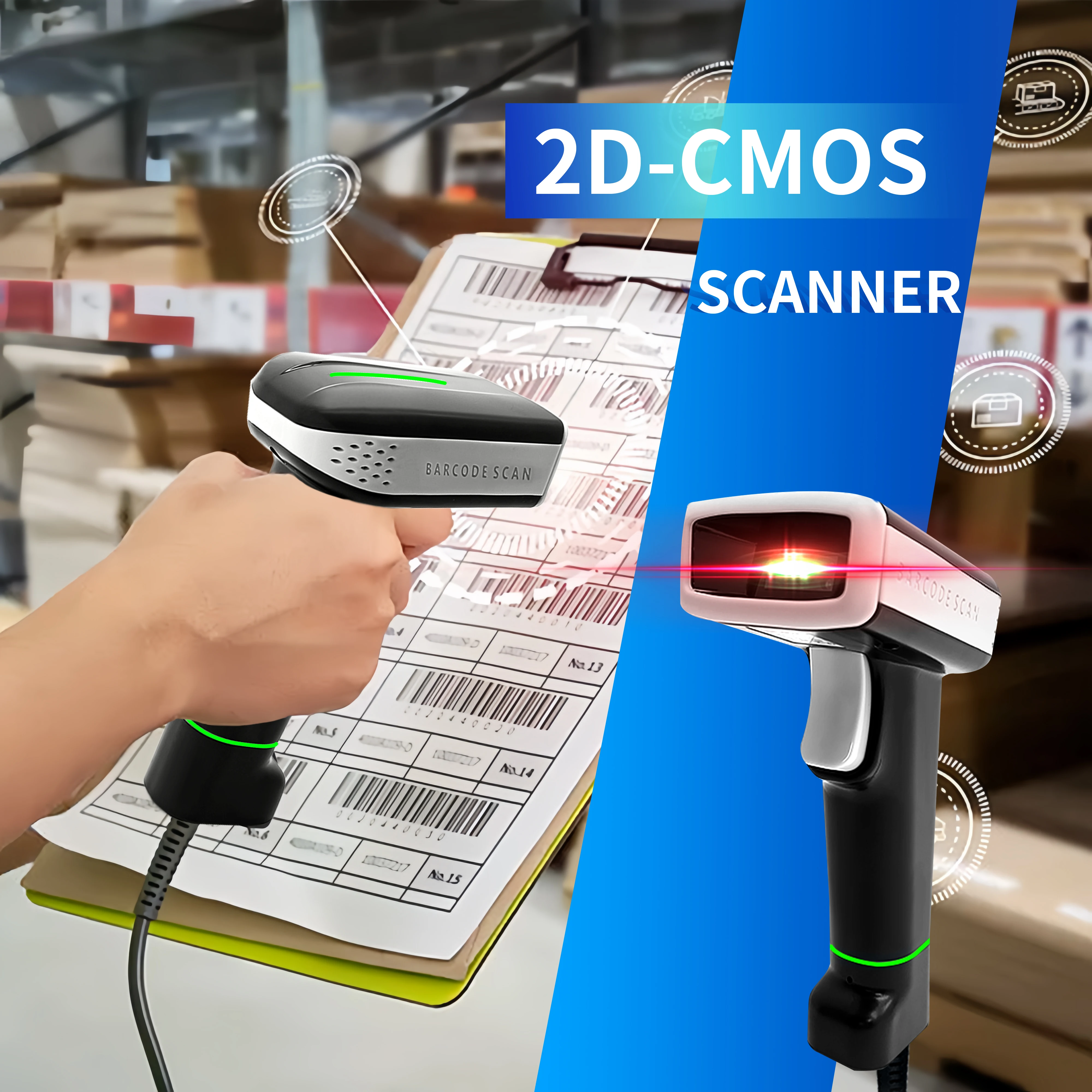 

Проводной УФ-сканер штрих-кодов 835D, ручной 2D/1D USB CMOS-сканер для супермаркетов