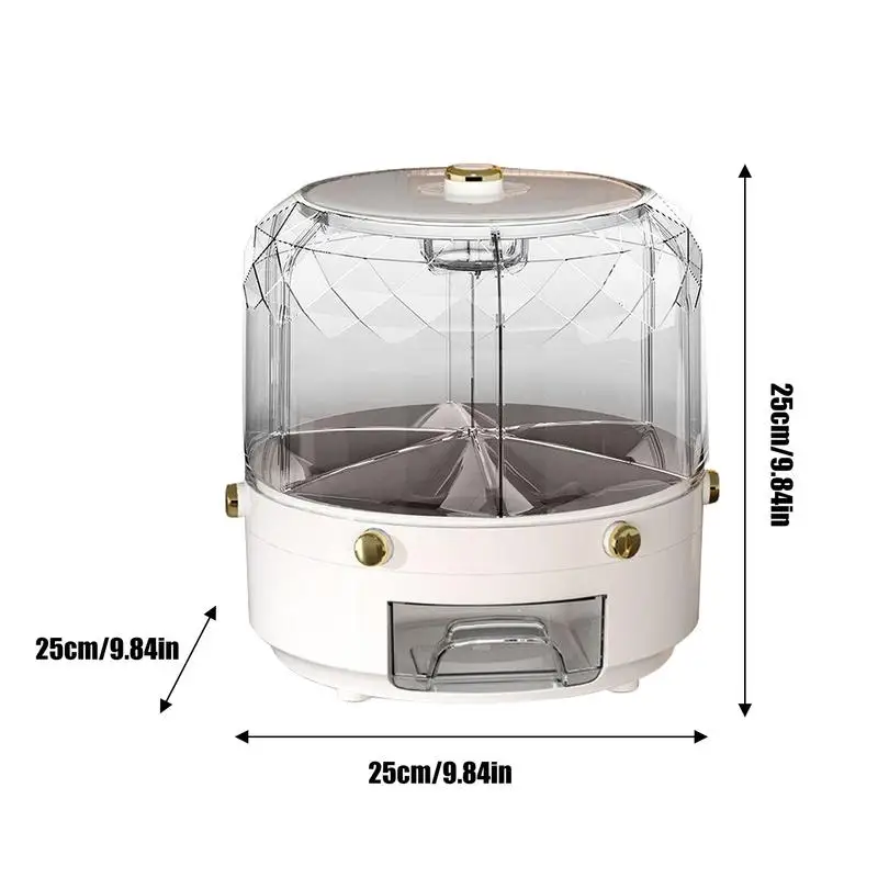 Grain Dispenser Large Capacity Round Cereal Dispenser 360 Rotating Candy Dispenser 6 Grids Grain Storage Box For Cabinet