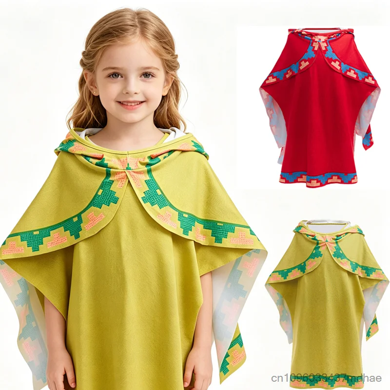 

Enfant Cartoon Anime Cosplay Red Hooded Cloak Costume Mädchen Junge Cute Ethnic Green Cape Set Stage Performance Outfit Economic